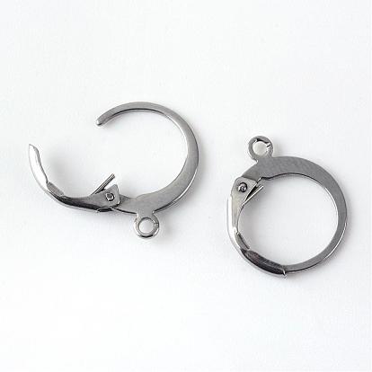 201 Stainless Steel Leverback Earring Findings, with Loop, 14.5x12x2mm, Hole: 1mm