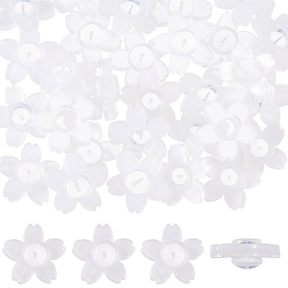 30шт. акриловых гаек для сережек, с силиконовым, цветок