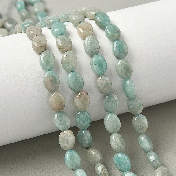 Природных амазонит бисер нитей, Плоско-овальные