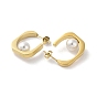 304 Stainless Steel Stud Earrings, with Glass Pearl, C-shape