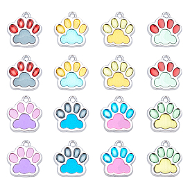 Zinc Alloy Enamel Pendants, Paw, Cadmium Free & Lead Free