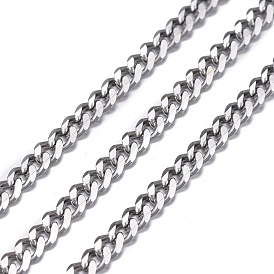 304 cadenas de acero inoxidable trenzado, barbada, cadenas de corte de diamante, sin soldar