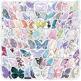 Sparkly Butterfly 100Pcs PVC Paper Decorative Stickers, Vinyl Waterproof Decals, for Water Bottles Laptop Phone Skateboard Decoration