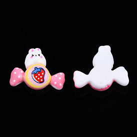 Opaque Resin Cabochons, Rabbit with Candy
