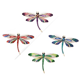 Enamel Pin, Alloy Rhinestone Brooch for Backpack Clothes, Dragonfly, Golden