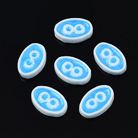Opaque Resin Cabochons, with Enamel, Oval with Infinity