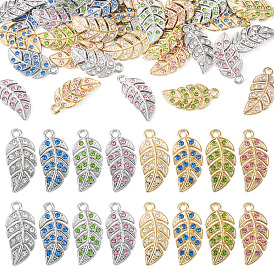 40шт 8 цветной сплав с подвесками из горного хрусталя, лист, золотые / платиновые