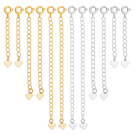 18шт 6 стили латунный удлинитель цепи, концевые цепочки с пружинными кольцами-застежками и подвесками в виде сердечек