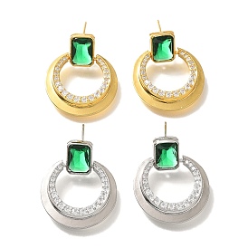 Серьги-гвоздики из латуни с кубическим цирконием и стеклом, без кадмия и без свинца