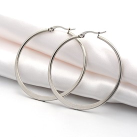 Серьги из 304 нержавеющей стали, гипоаллергенные серьги, плоская форма кольца