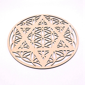 Laser Cut Wooden Cup Mat, Home Decor Meditation Symbol, Yoga Artwork, Chakra Theme, Flat Round with Hexagram