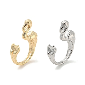 Brass Open Cuff Finger Rings, Flamingo Shape