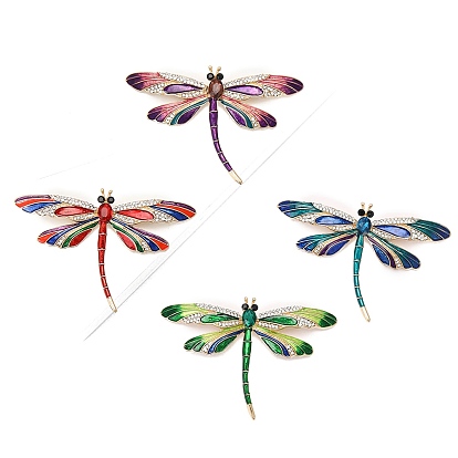 Эмалевый штифт, Брошь из сплава со стразами для рюкзака, стрекоза, золотые