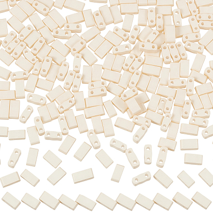 315Pcs 2-Hole Baking Paint Glass Seed Beads, Rectangle