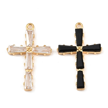 304 подвески из нержавеющей стали, крестик, со стразами, реальный 18 k позолоченный, вакуумное покрытие pvd