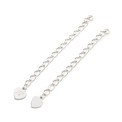 925 extensor de cadena de plata esterlina, corazón