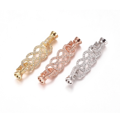 Brass Micro Pave Clear Cubic Zirconia Fold Over Clasps