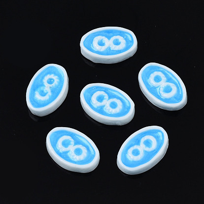 Opaque Resin Cabochons, with Enamel, Oval with Infinity