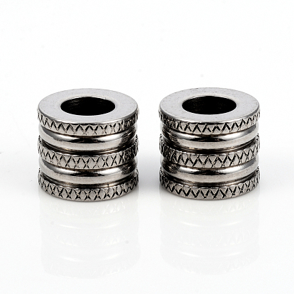 304 из нержавеющей стали европейские шарики, бусины с большим отверстием, , рифленая колонна