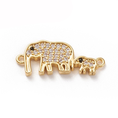 Brass Micro Pave Clear Cubic Zirconia Links, Elephant