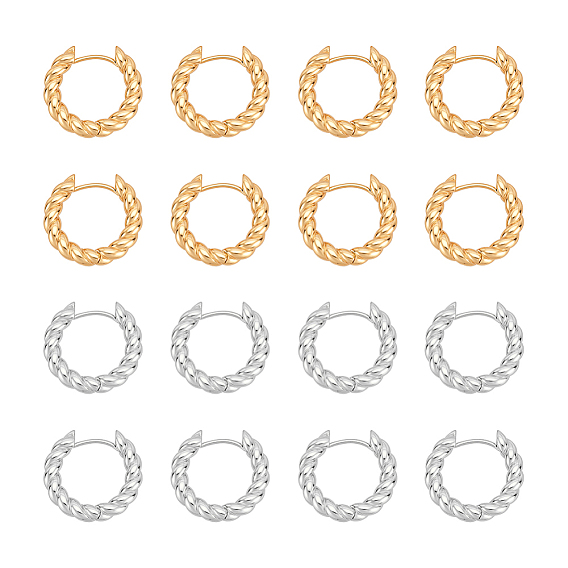 16шт. 2 цвета витые кольца латунные серьги-кольца для женщин