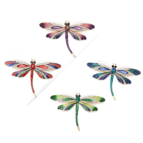 Эмалевый штифт, Брошь из сплава со стразами для рюкзака, стрекоза, золотые