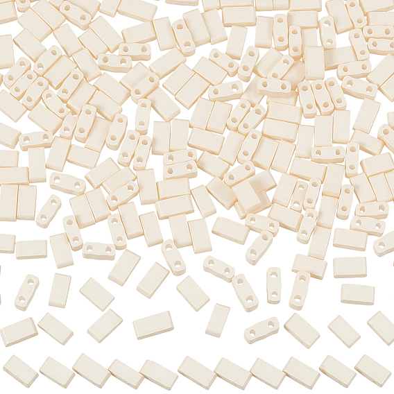 315Pcs 2-Hole Baking Paint Glass Seed Beads, Rectangle