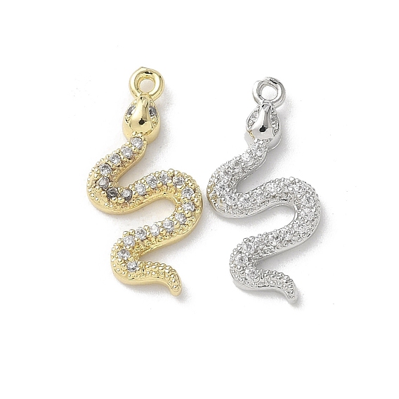 Латунные микропаве прозрачные подвески с фианитом, без кадмия, без никеля и без свинца, змеиные чары