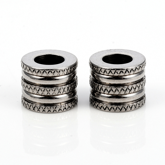 304 из нержавеющей стали европейские шарики, бусины с большим отверстием, , рифленая колонна