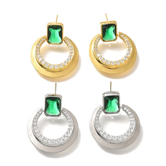 Серьги-гвоздики из латуни с кубическим цирконием и стеклом, без кадмия и без свинца