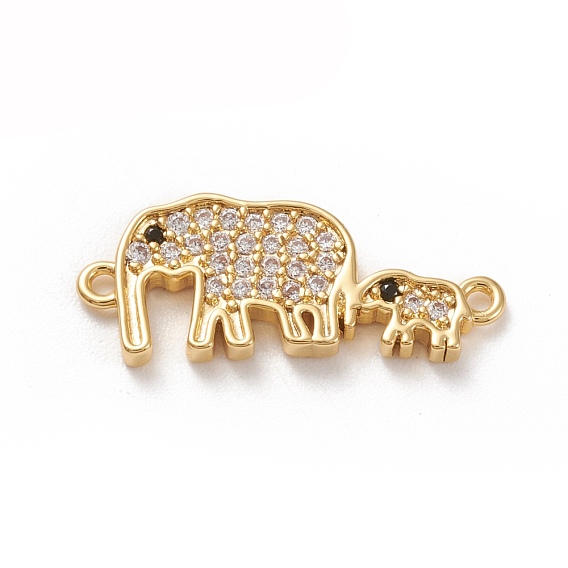 Brass Micro Pave Clear Cubic Zirconia Links, Elephant