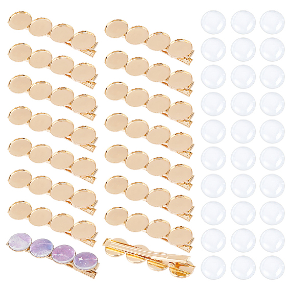 Наборы заколок для волос из кожи аллигатора своими руками, в том числе железные заколки из кожи аллигатора, Кабошоны из стекла