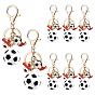 8Pcs Sports PVC Football & Alloy Enamel Shoes with Word I Love Soccer Pendant Decorations, with Lobster Claw Clasps and Iron Split Key Rings