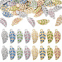 40шт 8 цветной сплав с подвесками из горного хрусталя, лист, золотые / платиновые