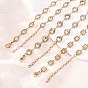 304 Stainless Steel Glass Link Chain Necklaces, Clear, Ion Plating(IP), Golden