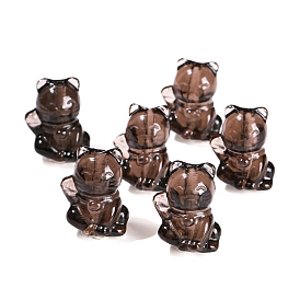 Natural Ice Obsidian Carved Fortune Cat Beads