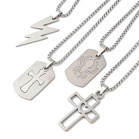 201 подвесные из нержавеющей стали ожерелья, цвет нержавеющей стали, не тускнеет