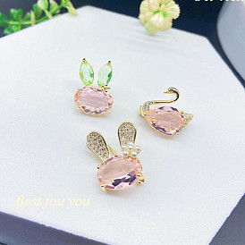 Personality Crystal Rabbit Brooch Women's Cute Clothing Collar Personality Gender Pin Collar Pin Anti-light Accessories