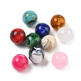 Двухцветные непрозрачные акриловые бусины, круглые