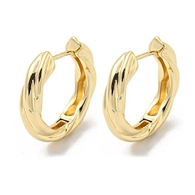 Brass Hoop Earrings, Twist Ring