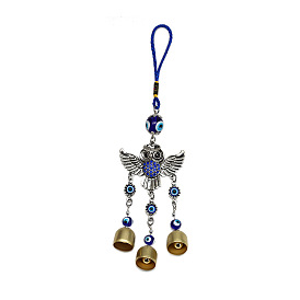 Retro Owl Bell Pendant Devil's Eye Wall Hanging Door and Window Decoration Car Pendant Wall Hanging