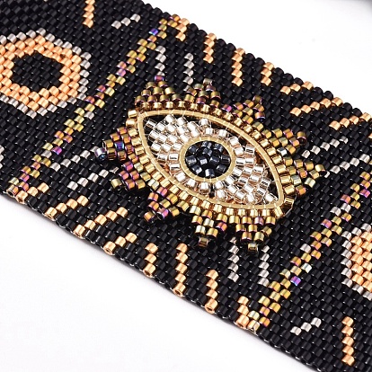 Adjustable Glass Seed Beads Braided Bead Bracelets, with Tassel Pendants, Double Arrows with Eye