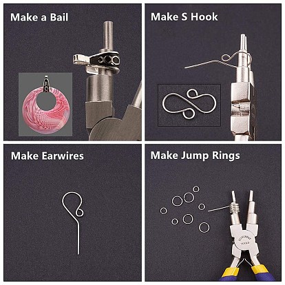 DIY Wire Wrapped Jewelry Making Kits, Including Copper Wire and Carbon Steel Round Nose Pliers