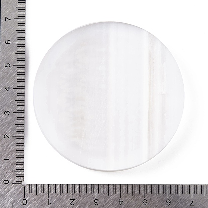 Flat Round Natural Selenite Slice Coasters, Reiki Stone for Chakra Balance, Crystal Healing