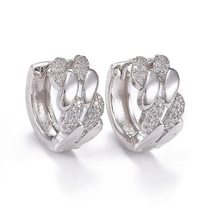 Серьги-кольца из латуни с микропаве из прозрачного кубического циркония, долговечный, кольцо