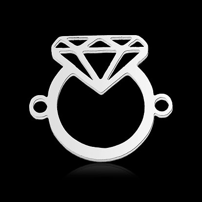 201 Stainless Steel Connector Charms, Ion Plating(IP), Diamond Ring Shape