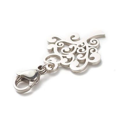 Tree 304 Stainless Steel Pendant Decorations, with 304 Stainless Steel Lobster Claw Clasps & Open Jump Rings