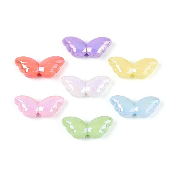 Непрозрачные акриловые бусины с УФ-покрытием, радужный, крыло