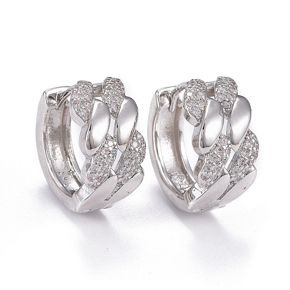 Серьги-кольца из латуни с микропаве из прозрачного кубического циркония, долговечный, кольцо