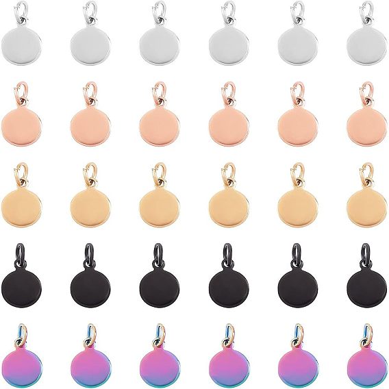 Вакуумное покрытие pvd 304 подвески из нержавеющей стали, с прыжковых колец, пустая бирка для штамповки с зеркальной полировкой, плоско-круглые